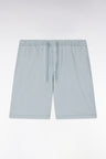 Elasticated waistband medium grey Bermuda shorts in lyocell and stretch cotton