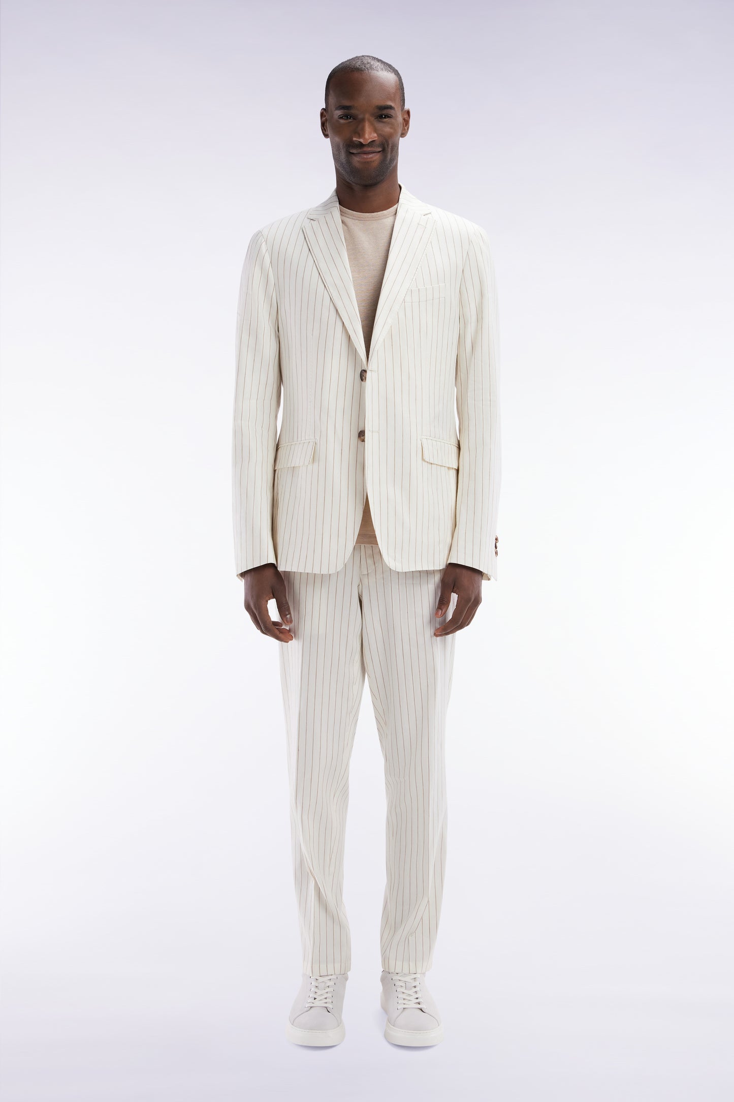 Ecru tennis stripe elastic pants