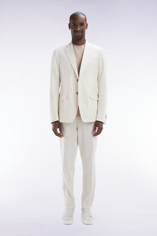 Ecru tennis stripe elastic pants