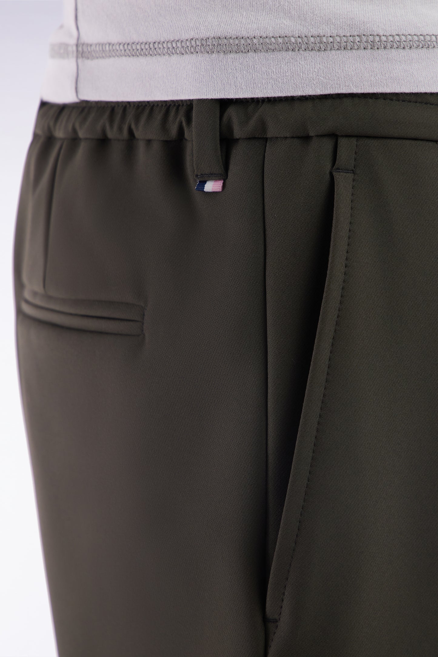 Khaki elastic waistband pants