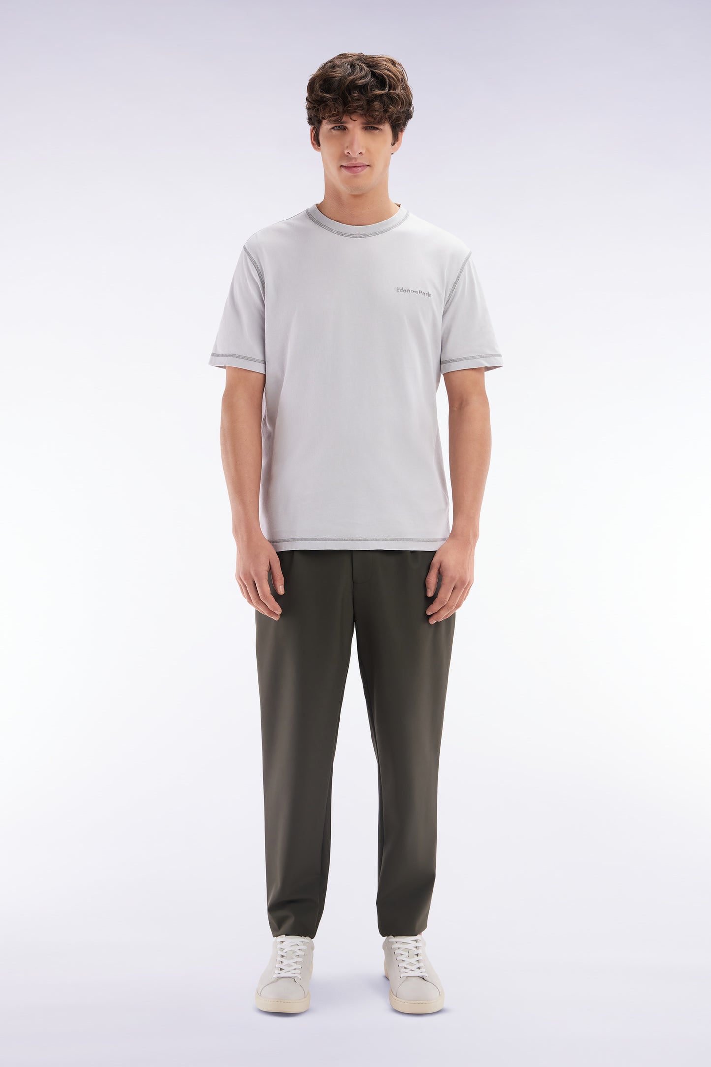 Khaki elastic waistband pants