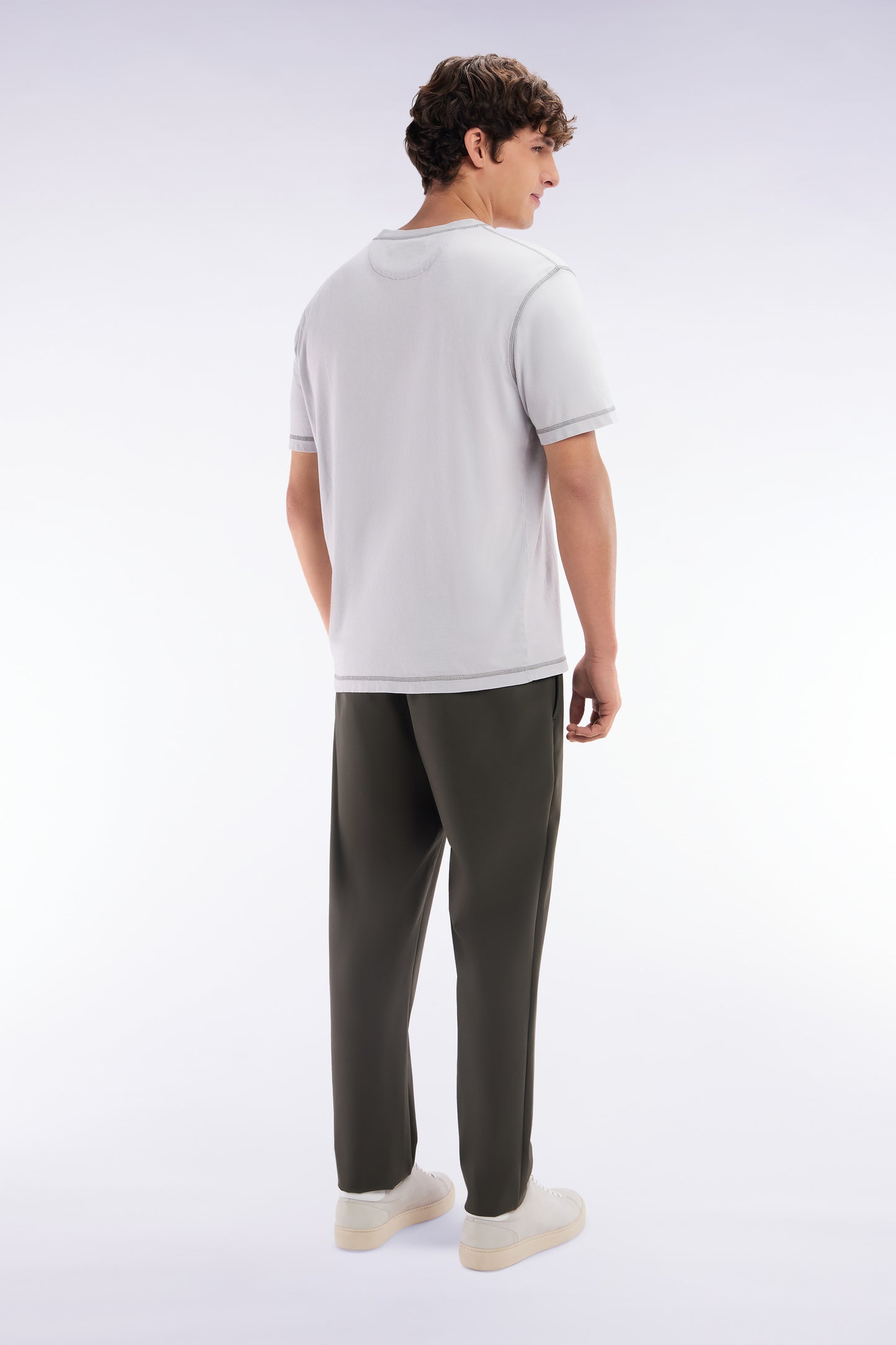 Khaki elastic waistband pants