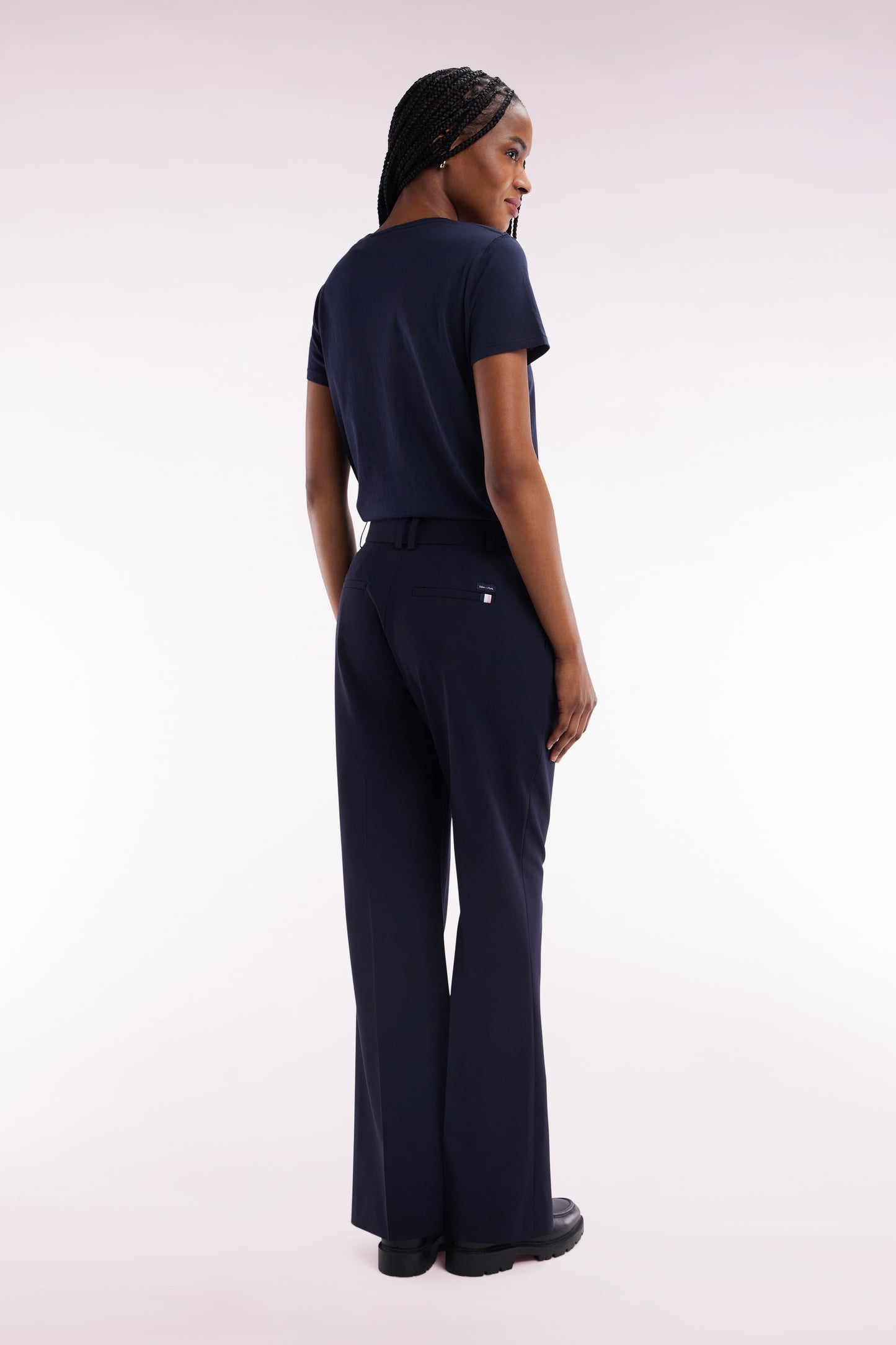 Straight cut navy virgin wool trousers