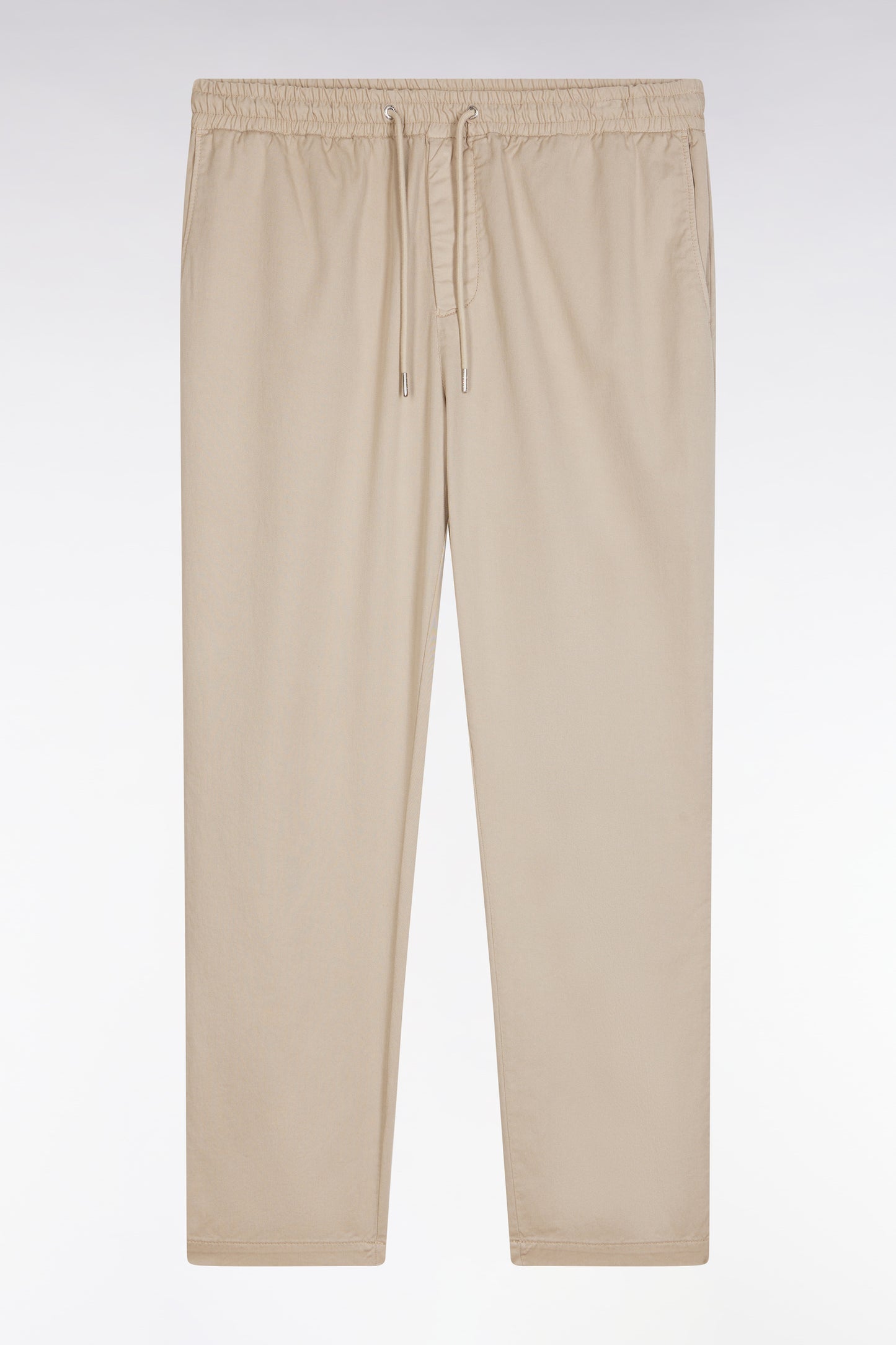 Elastic chinos in beige stretch cotton - lyocell blend