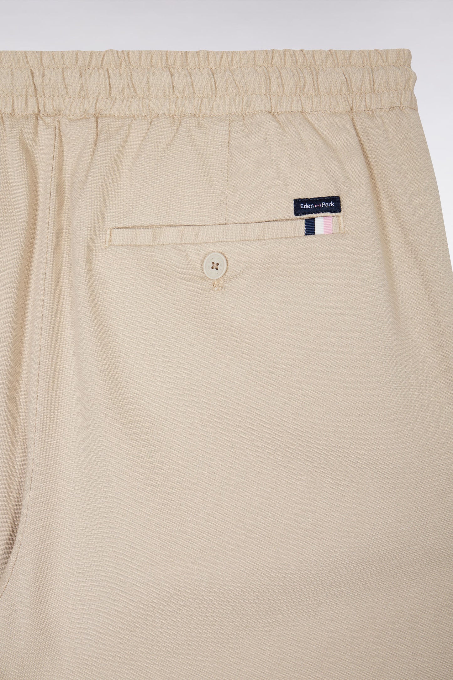 Stretch cotton beige elastic trousers in Modern fit