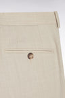 Elasticated trousers in beige stretch wool and cotton blend