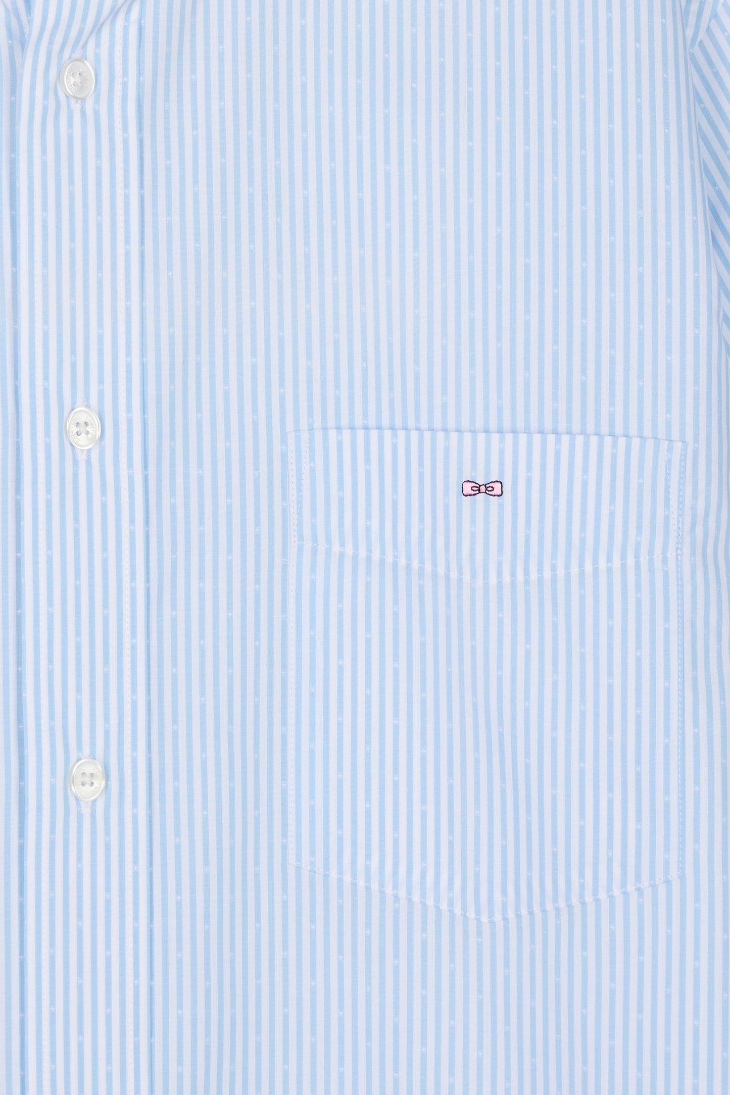 Straight short-sleeved shirt in sky blue striped jacquard