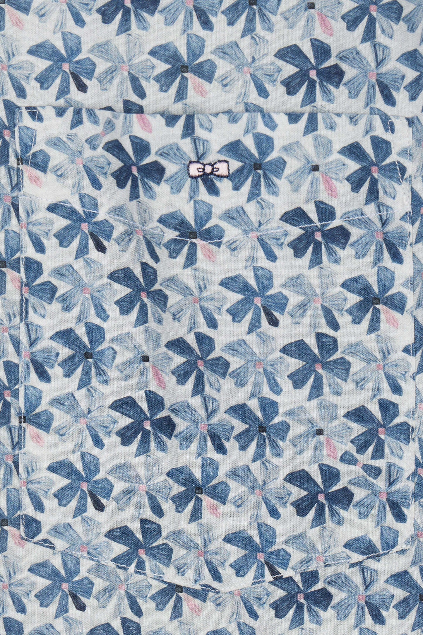 Straight-fit sort-sleeved shirt in medium grey cotton with graphic floral print