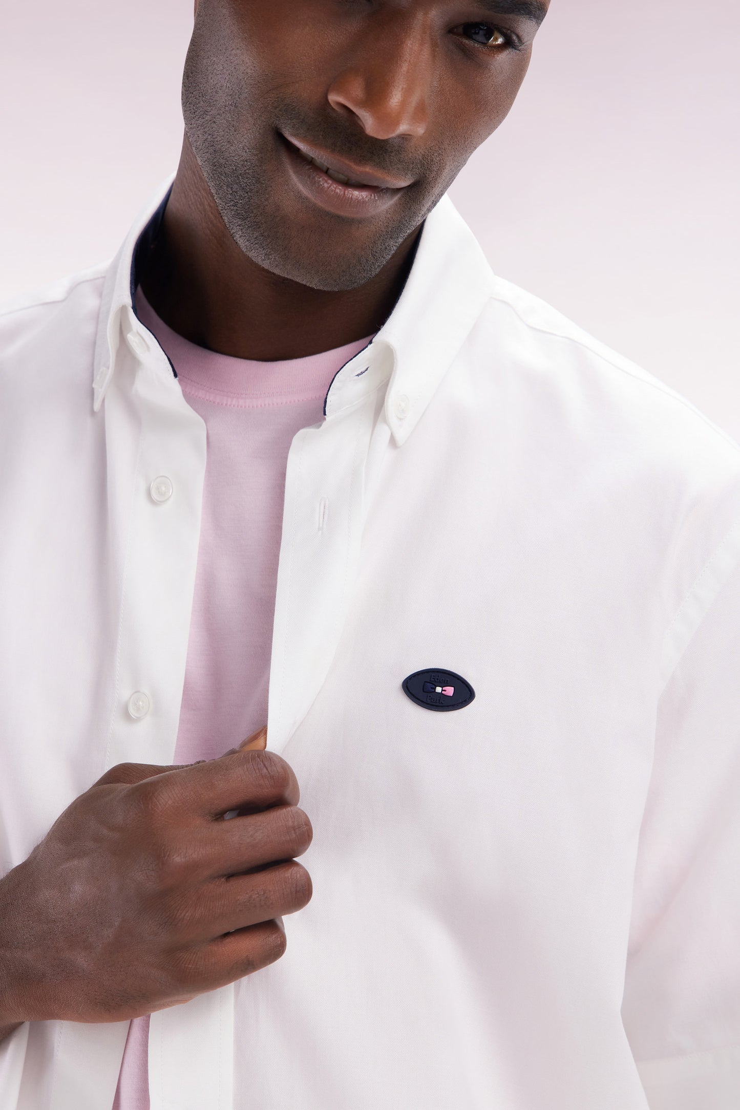 XV de France short sleeved white cotton shirt
