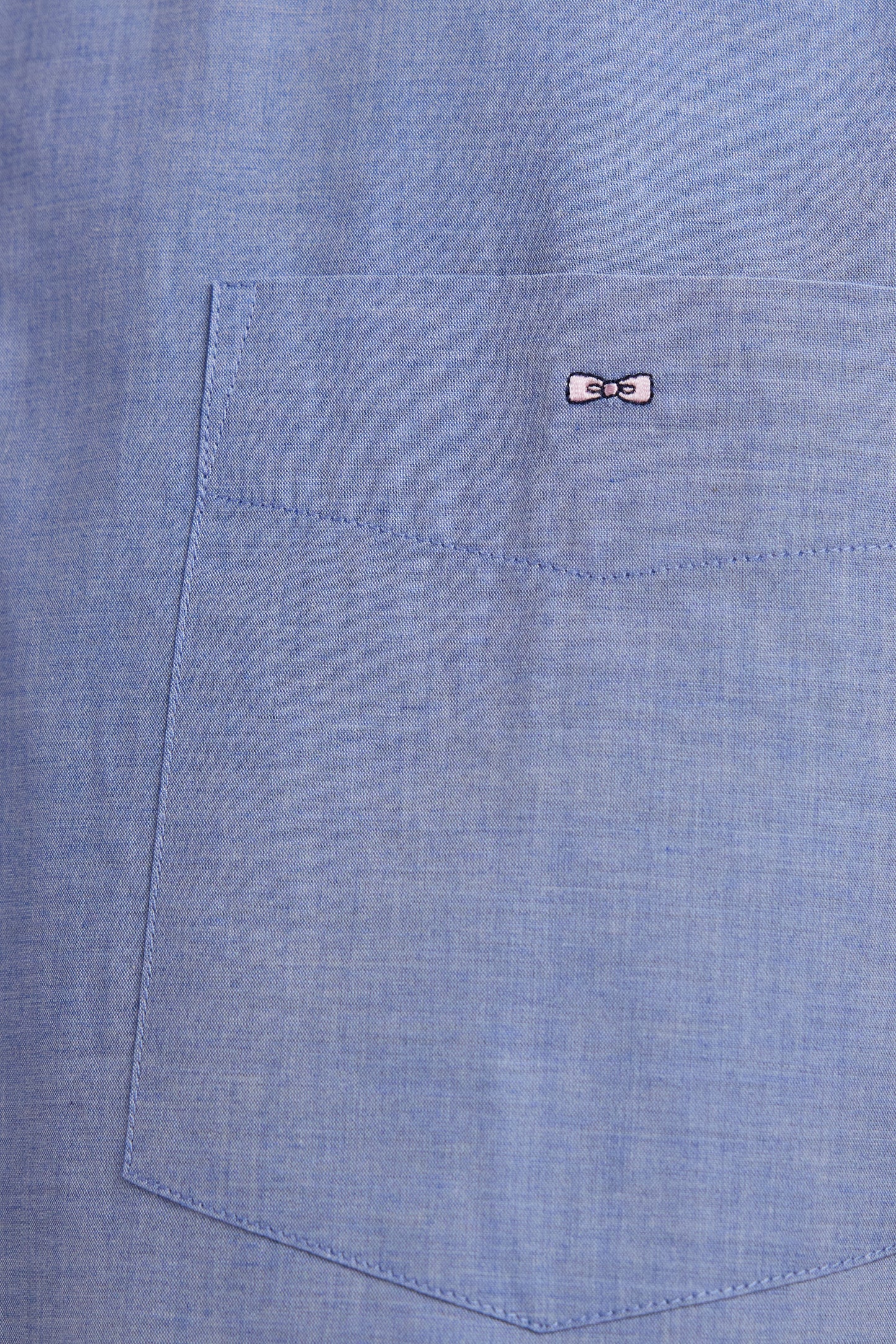 Straight-fit sky blue cotton shirt with elbow patch