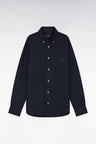 Straight-fit navy linen shirt