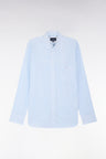 Straight-fit striped sky blue cotton shirt