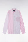 Straight-fit striped pink cotton poplin shirt