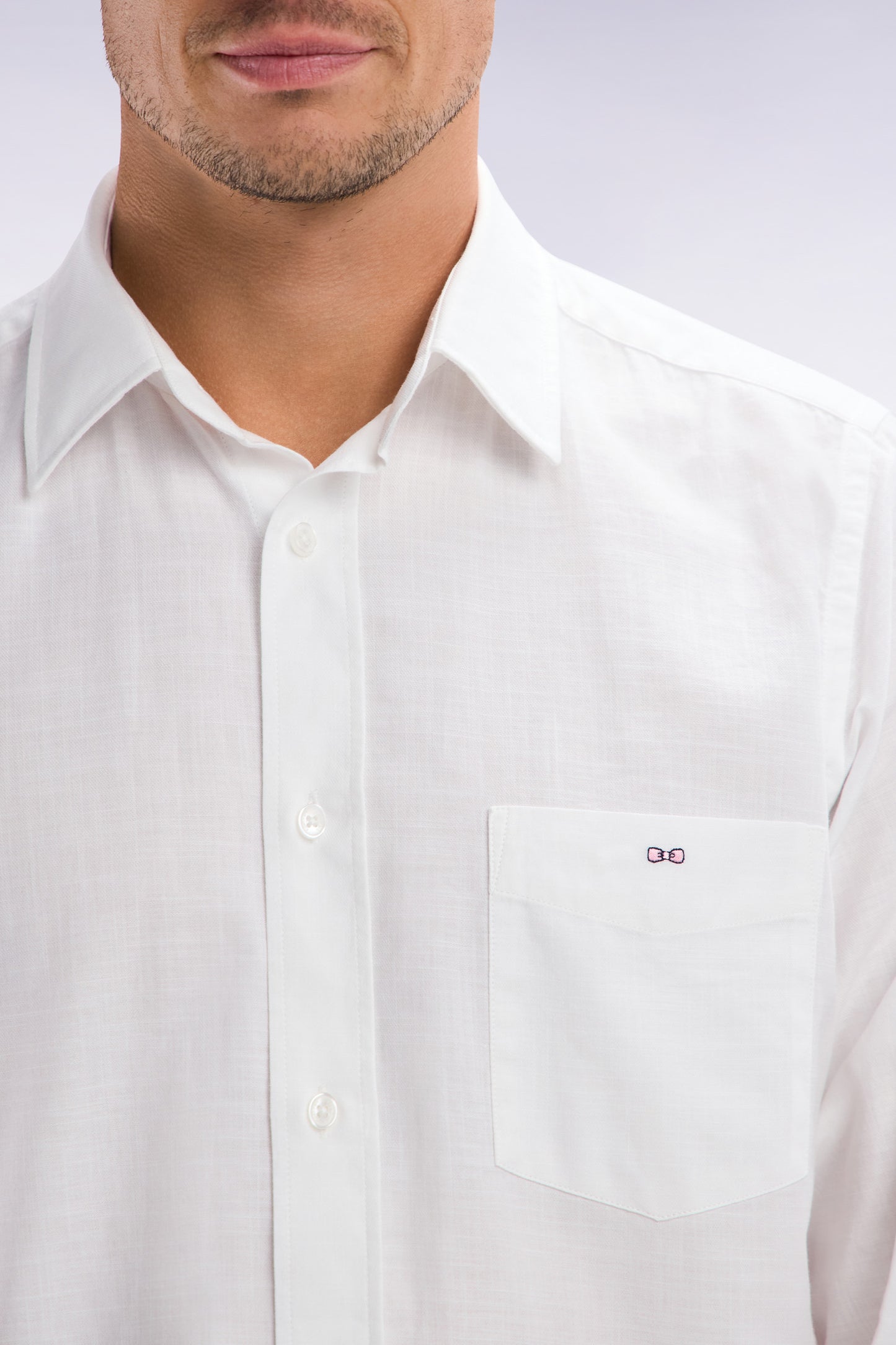 White cotton shirt with patch pocket