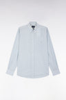 Straight-fit cotton poplin shirt with grey graphic microprint