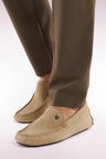 Brown suede leather loafers