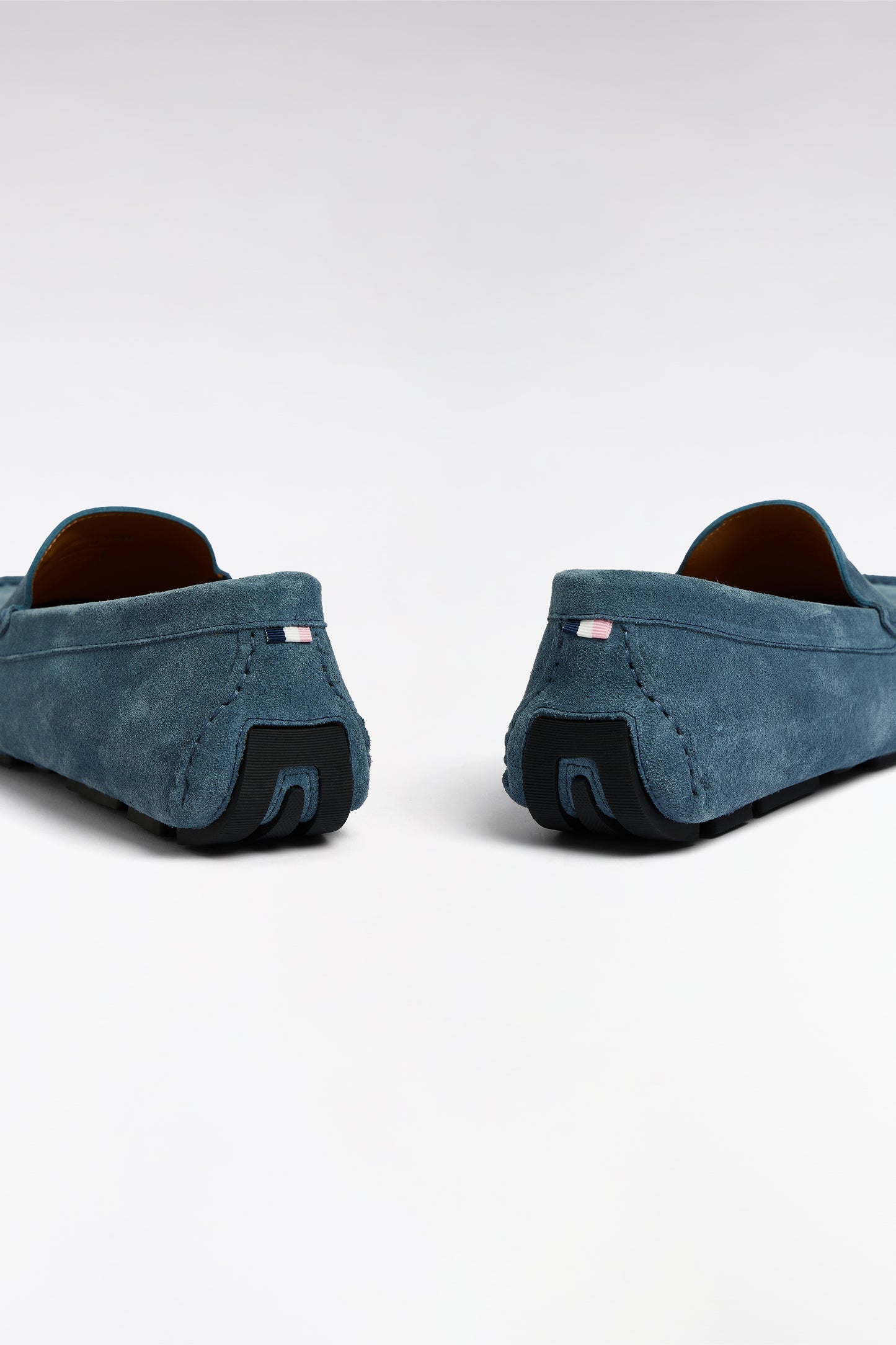 Blue suede leather loafers