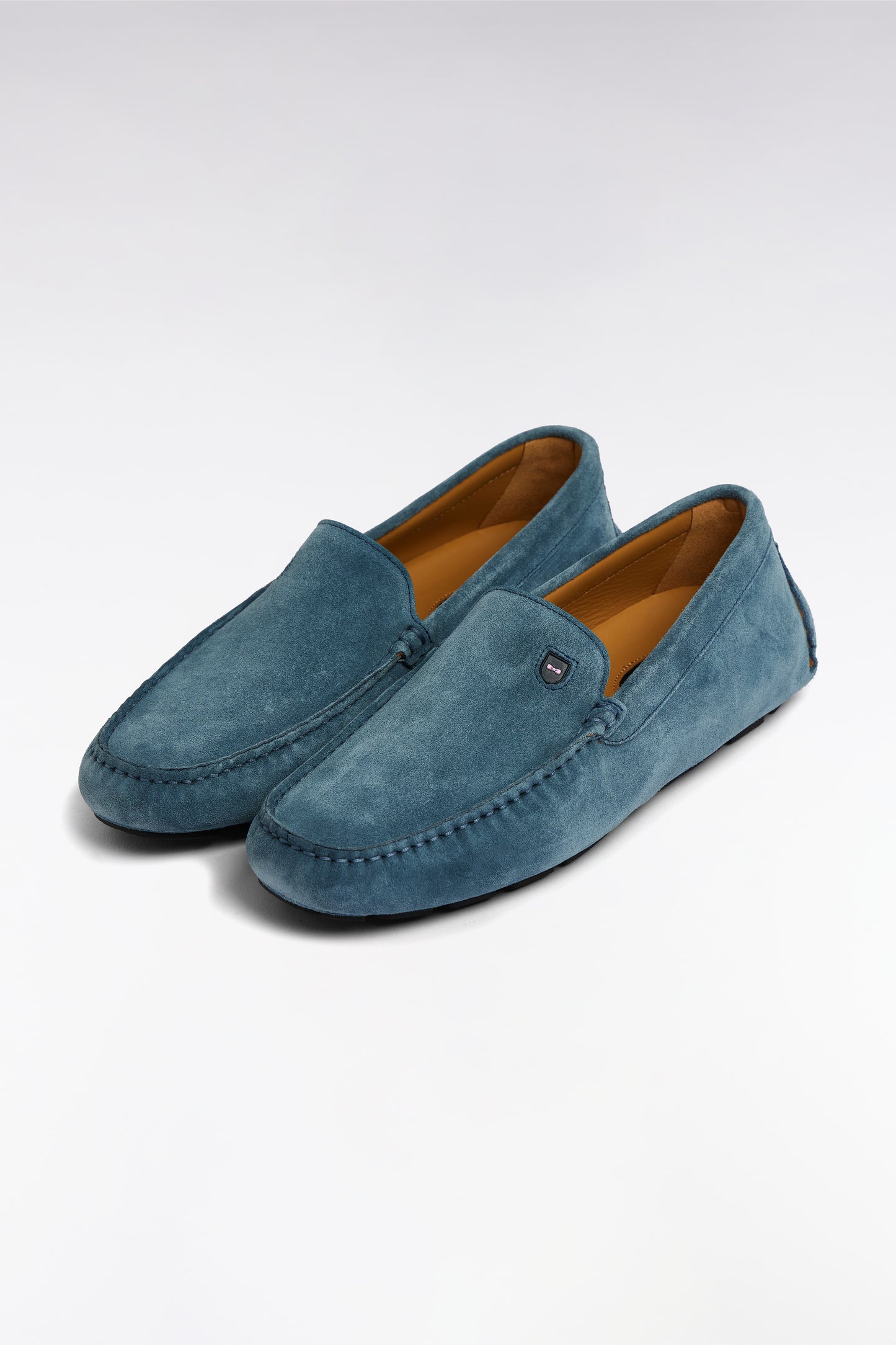 Blue suede leather loafers