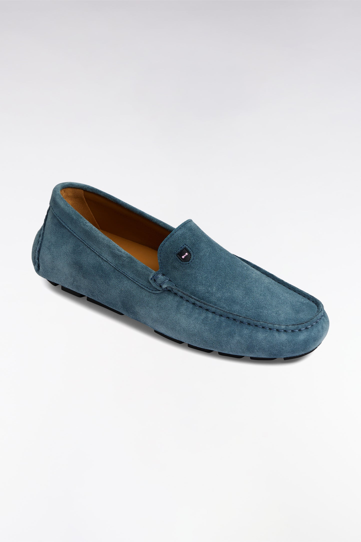 Blue suede leather loafers