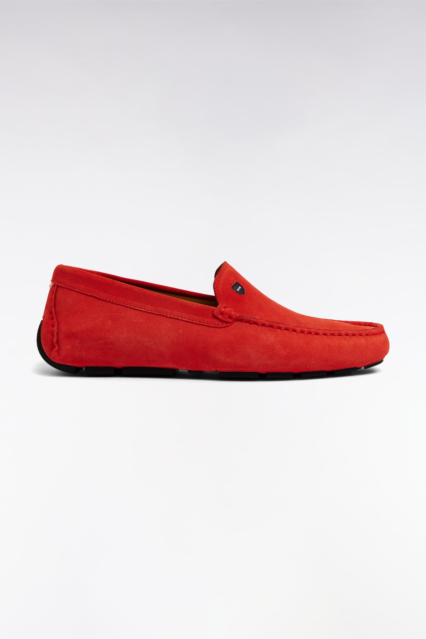 Red suede leather loafers