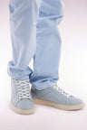 Light grey suede leather low-top sneakers