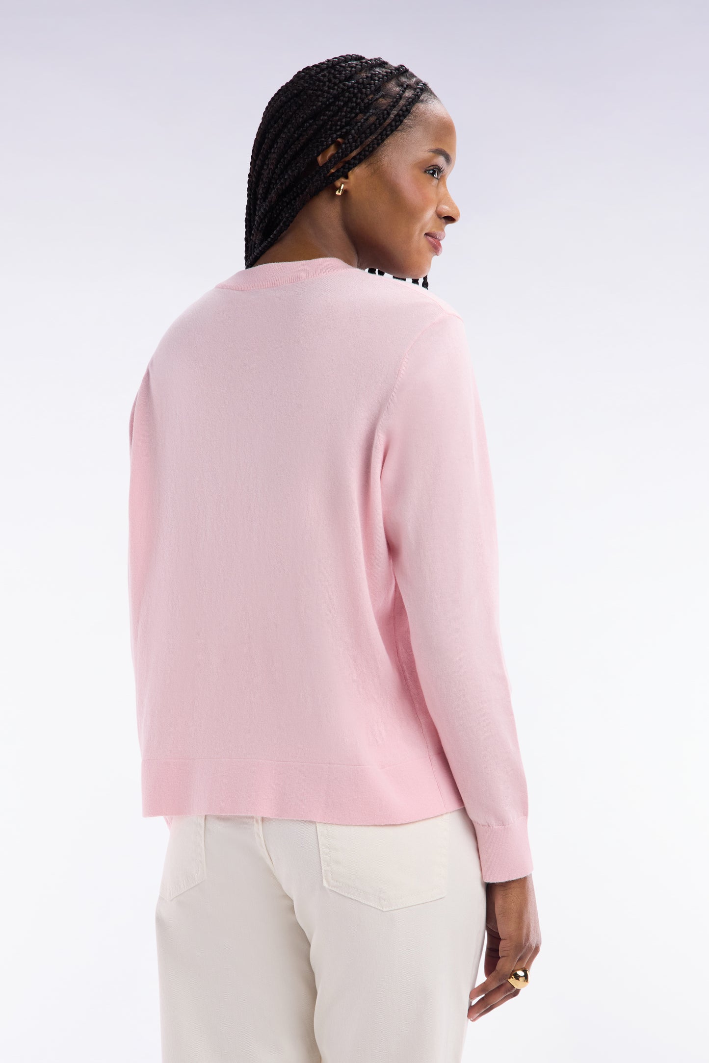 Pink relaxed-fit cardigan in cotton-silk blend
