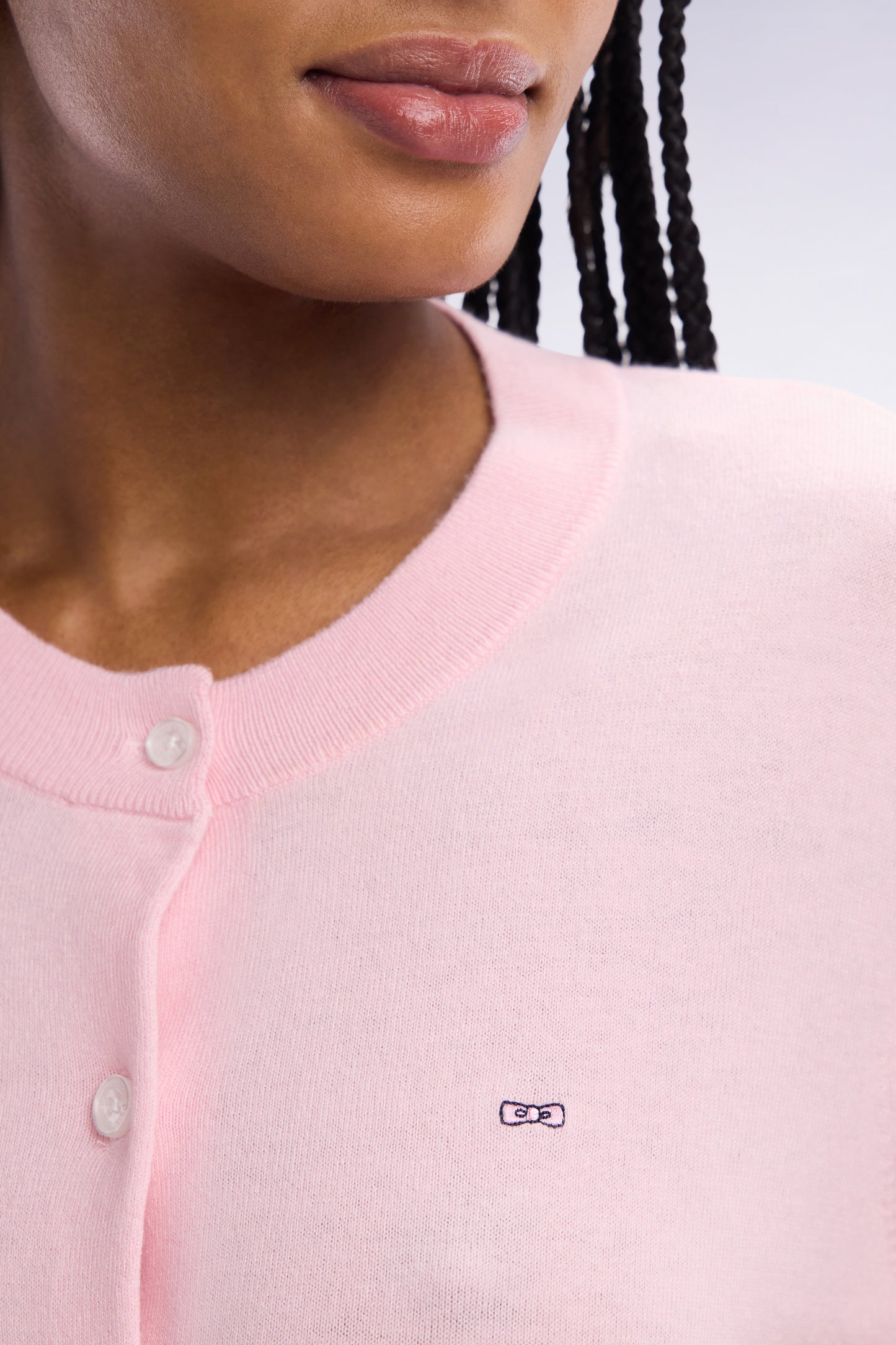 Pink relaxed-fit cardigan in cotton-silk blend