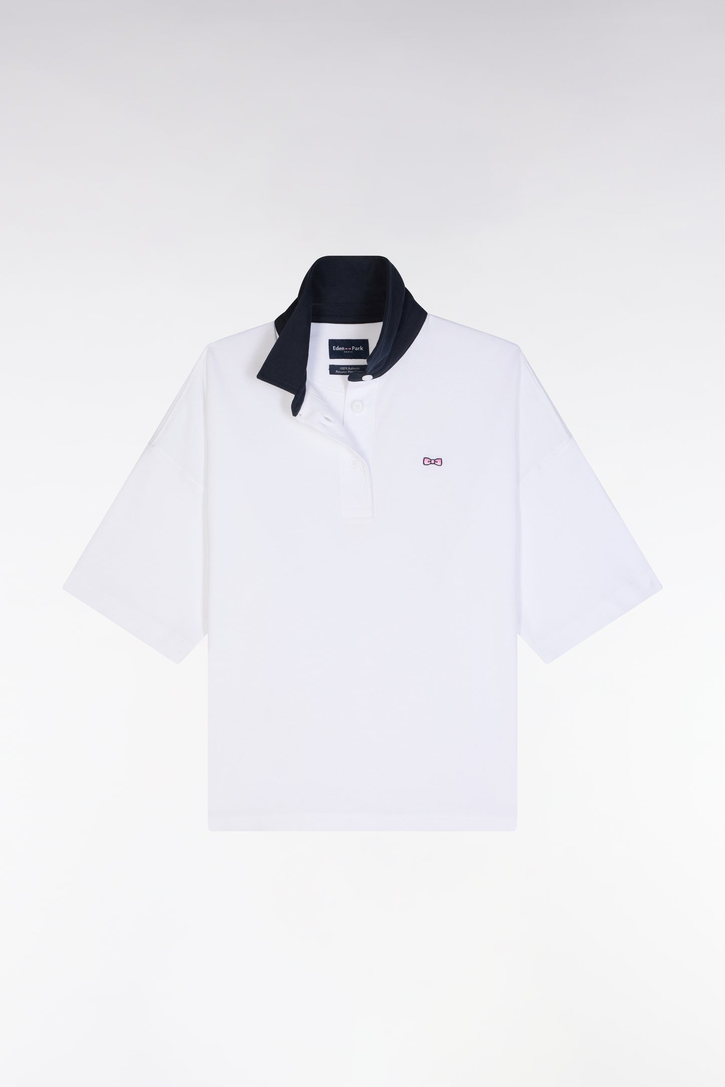 Short-sleeved jersey in white Pima cotton, relaxed fit