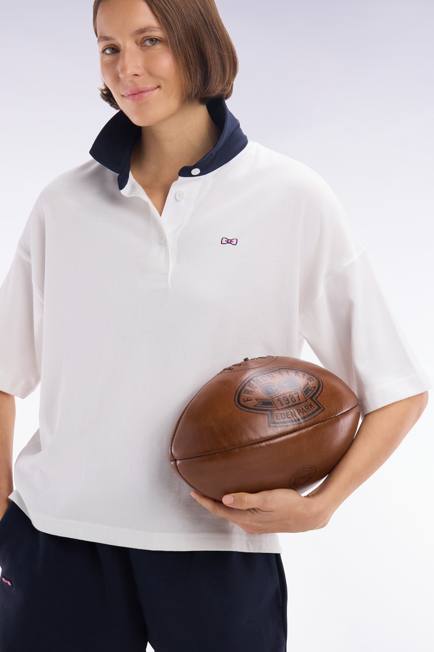 Short-sleeved jersey in white Pima cotton, relaxed fit