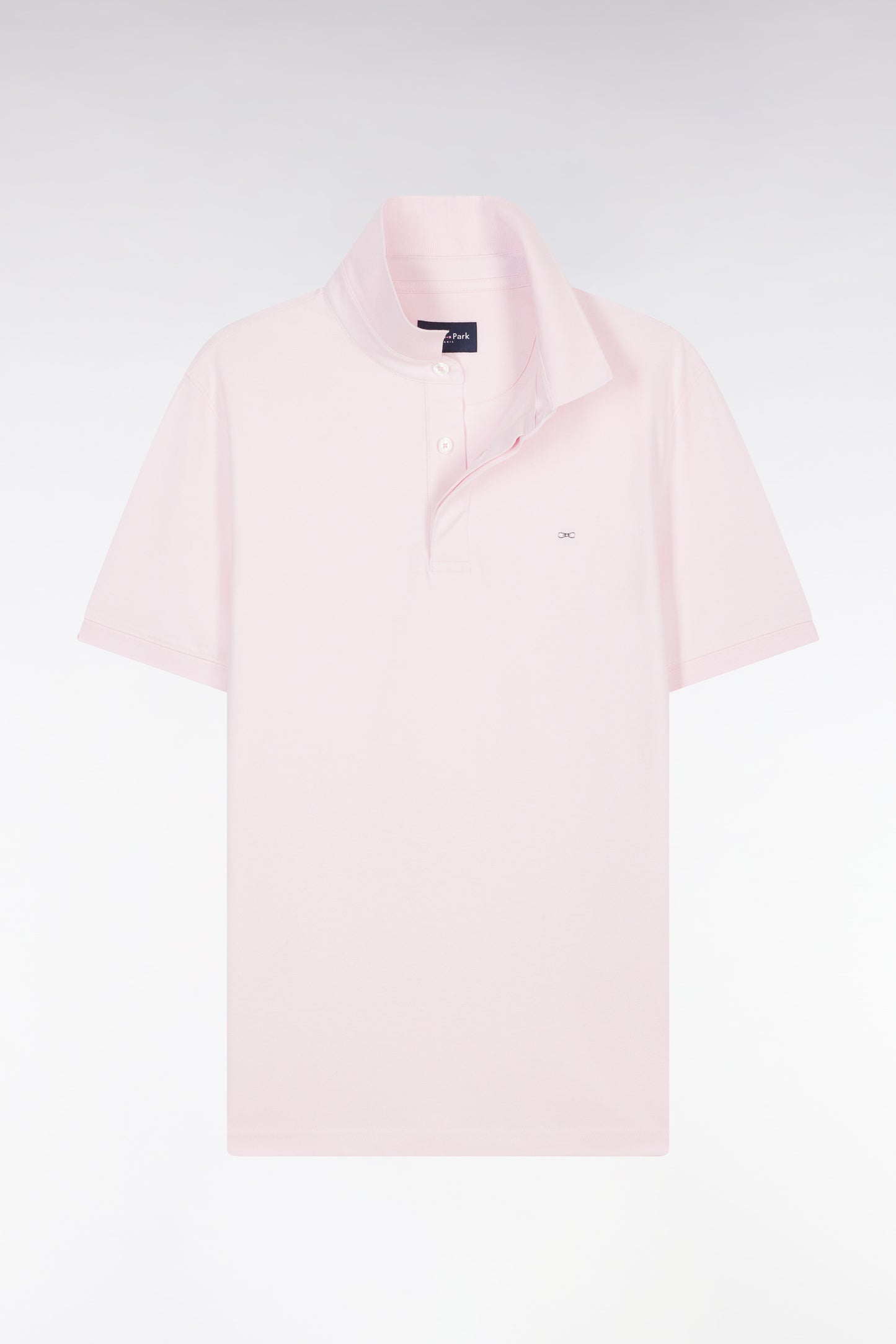 Slim-fit short-sleeved polo shirt in light pink stretch cotton piqué