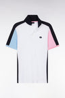 Straight-cut white colorblock short-sleeved cotton polo shirt