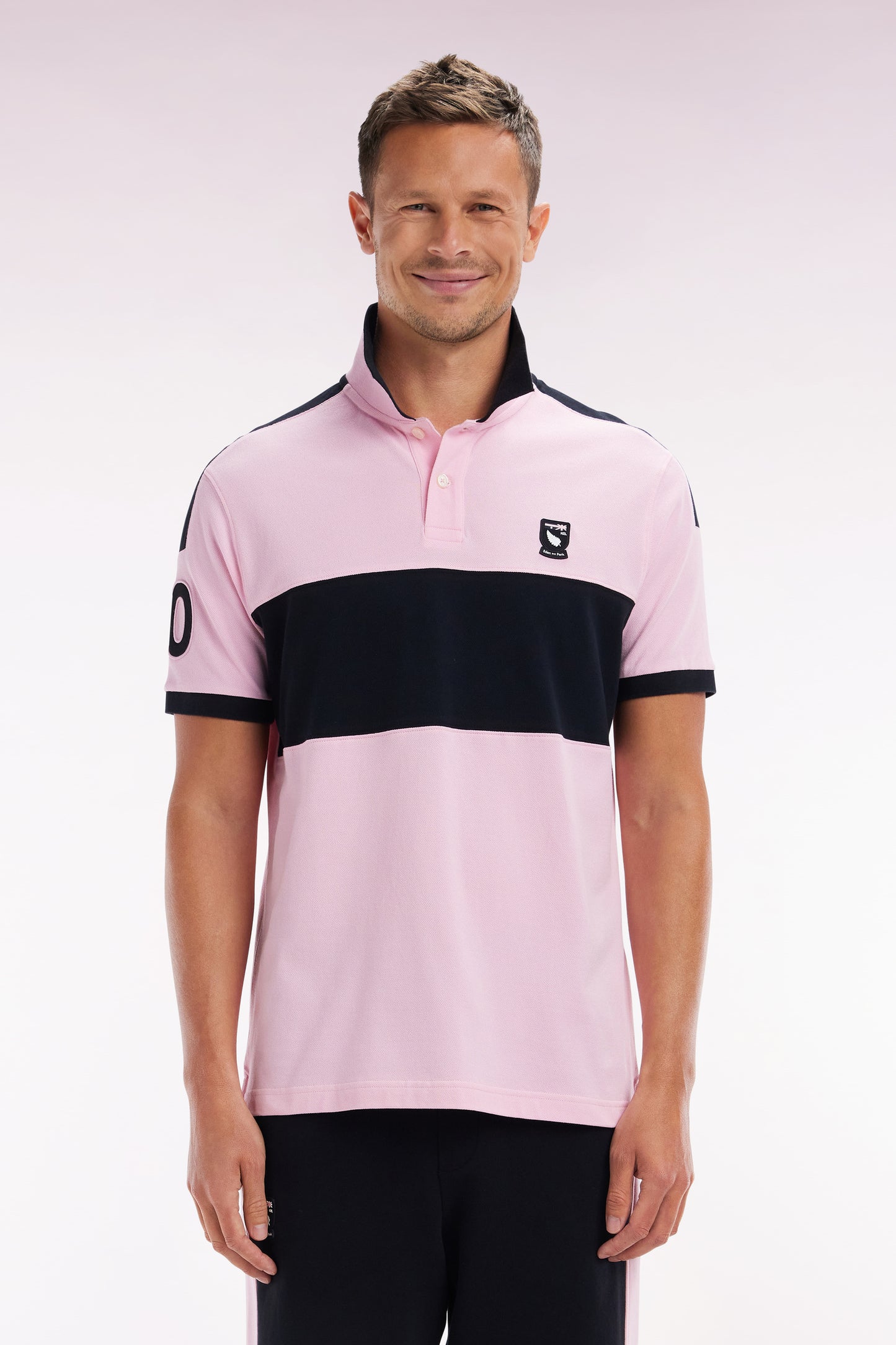 Relaxed-fit New Zealand short-sleeved polo shirt in pink cotton