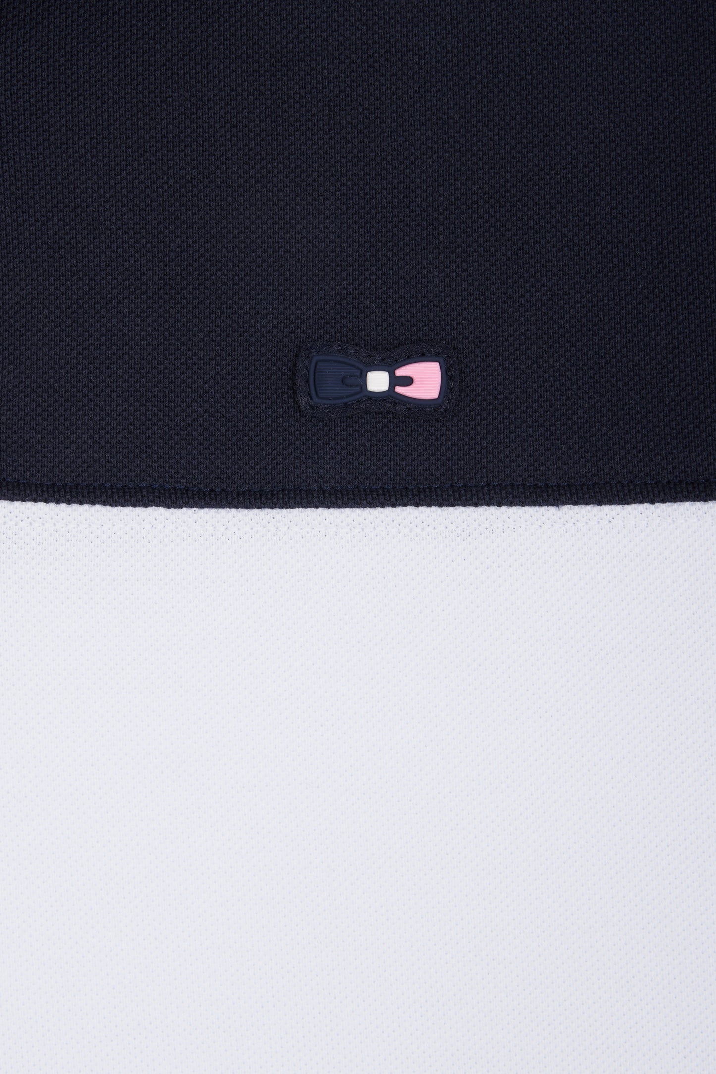 Straight-fit short-sleeved colorblock polo shirt in white cotton with grey and navy details