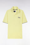 Relaxed-fit short-sleeved polo shirt in yellow cotton with tone-on-tone embroidery