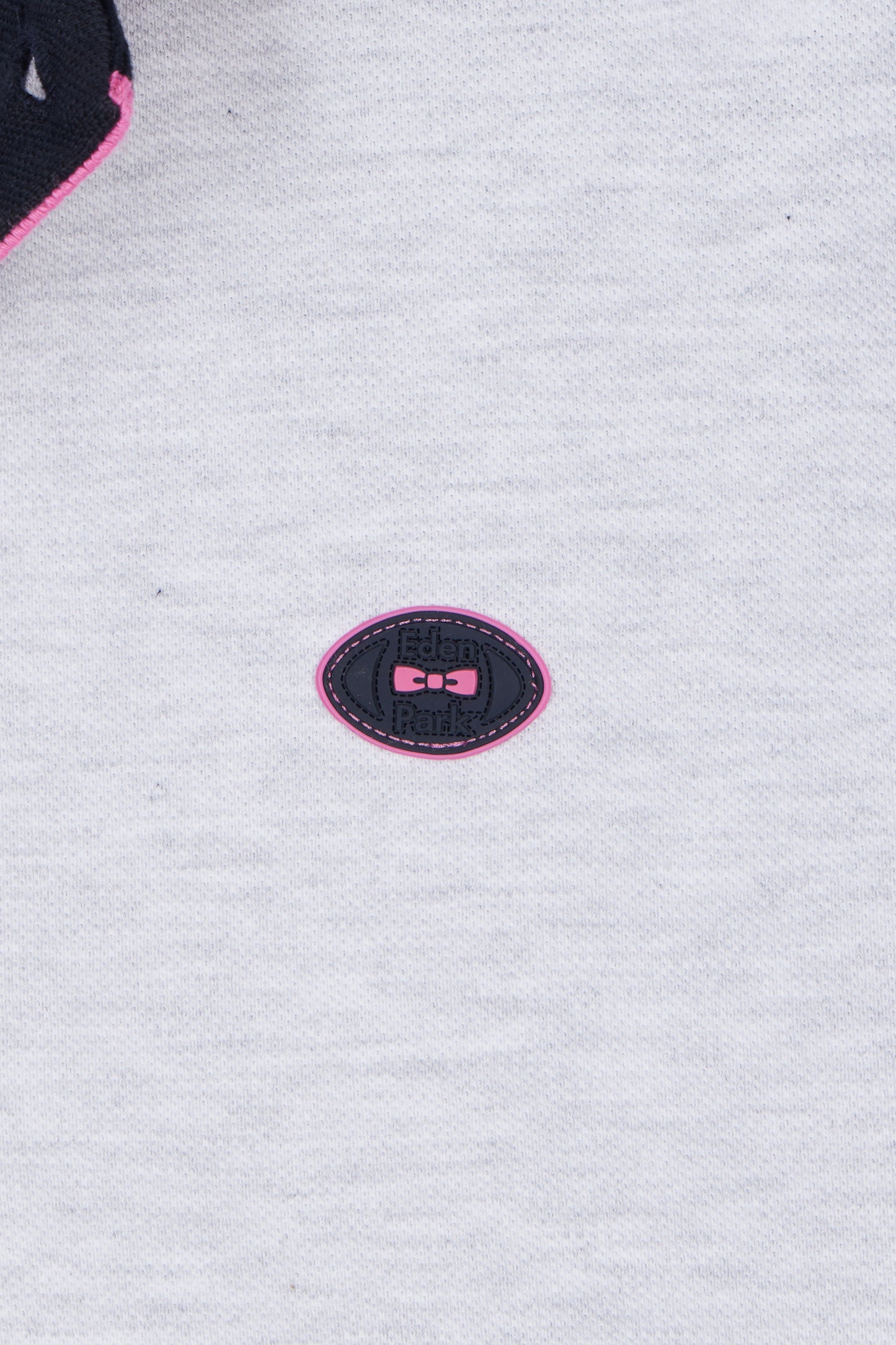 Relaxed-fit short-sleeved polo shirt in pink cotton with colorful stripes