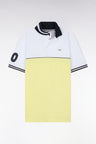 Relaxed-fit two-tone short-sleeved polo shirt in yellow and white cotton