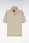 Straight-cut beige cotton polo neck jumper