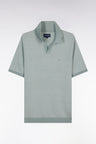 Straight-cut light grey cotton polo neck jumper