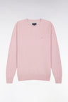 Straight-fit pink honeycomb cotton crew neck jumper