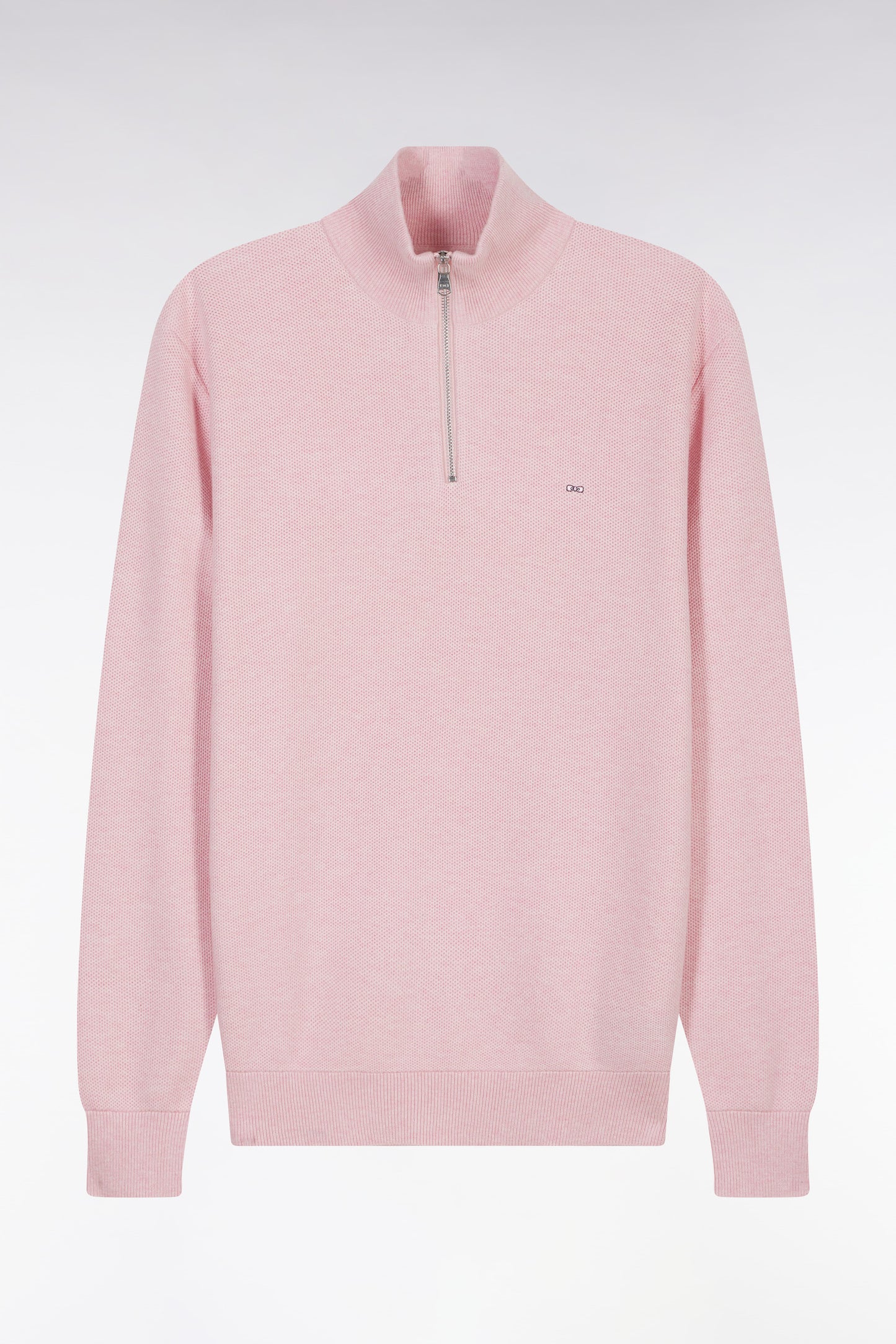 Straight-fit pink honeycomb cotton trucker collar jumper
