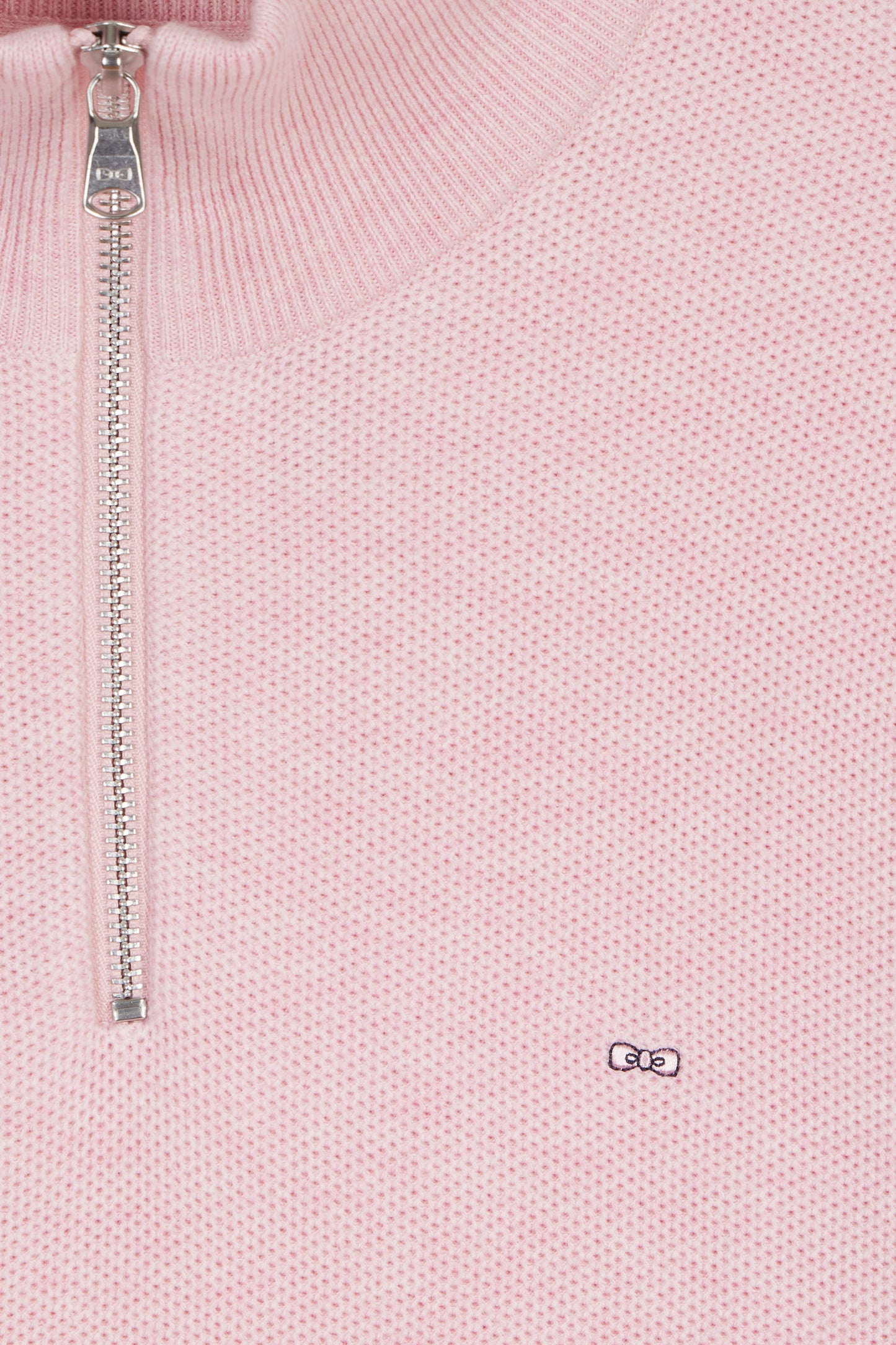 Straight-fit pink honeycomb cotton trucker collar jumper