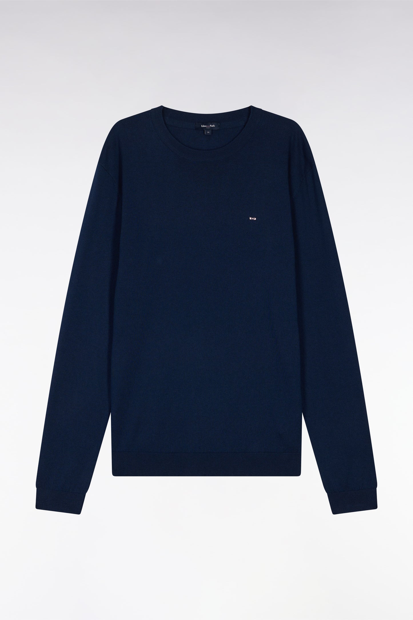 Straight-fit navy cotton-silk blend crewneck jumper