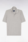 Straight-fit grey polo neck jumper in organic cotton and cashmere blend