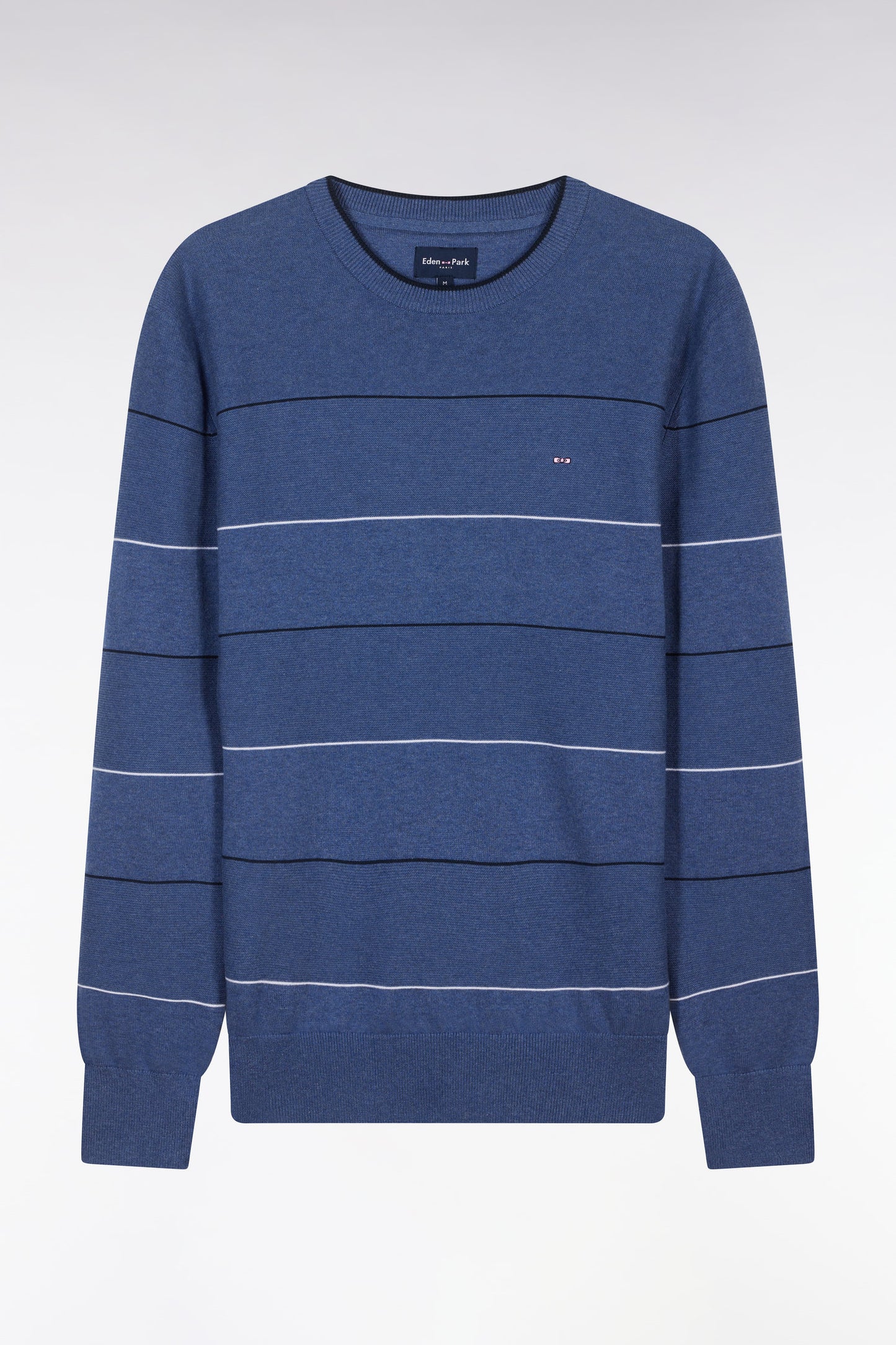 Round-neck blue cotton jumper