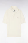Straight-fit ecru cotton-silk-blend polo neck jumper