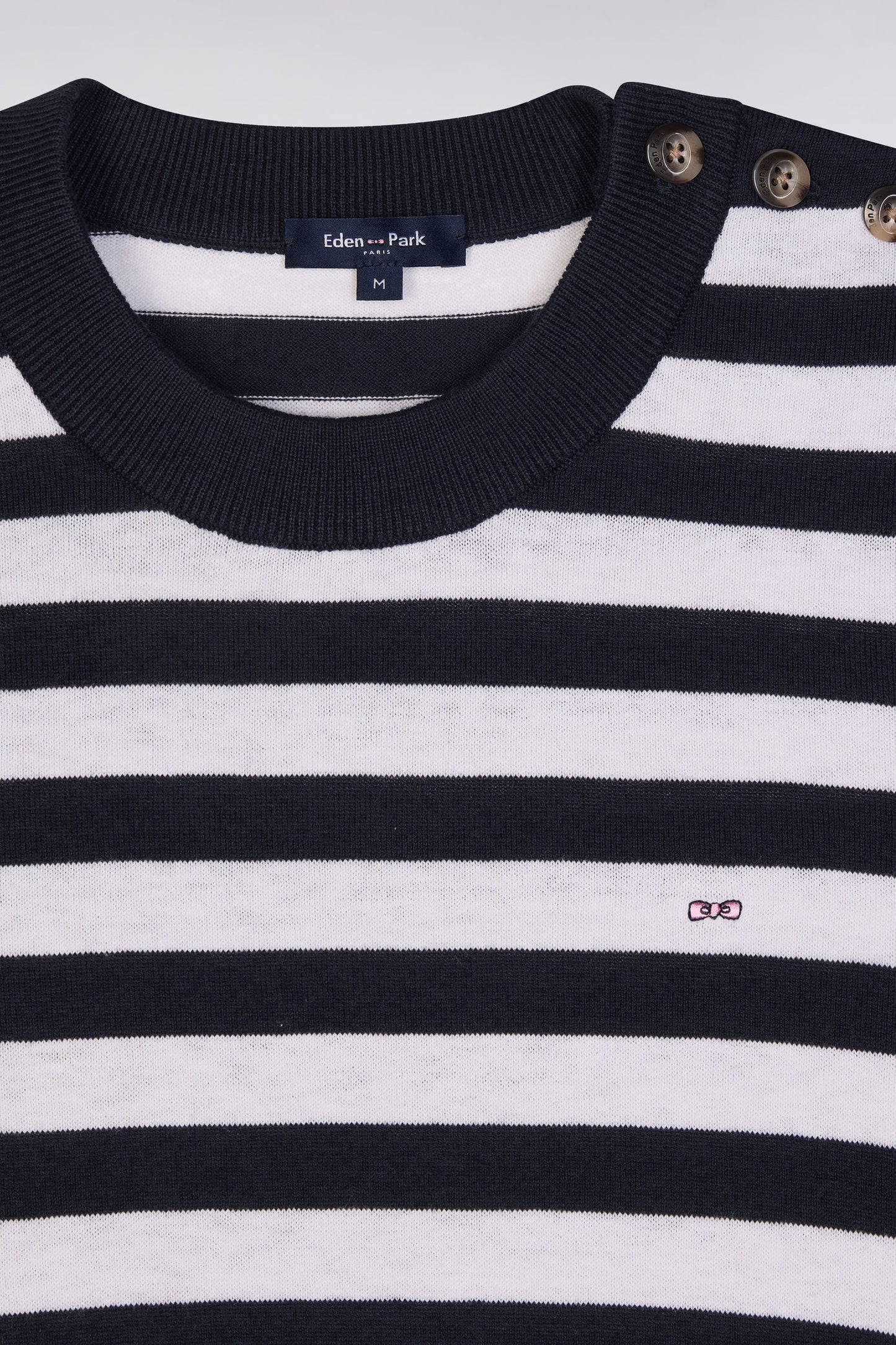 Straight-fit round-neck navy sailor jumper in organic cotton and cashmere