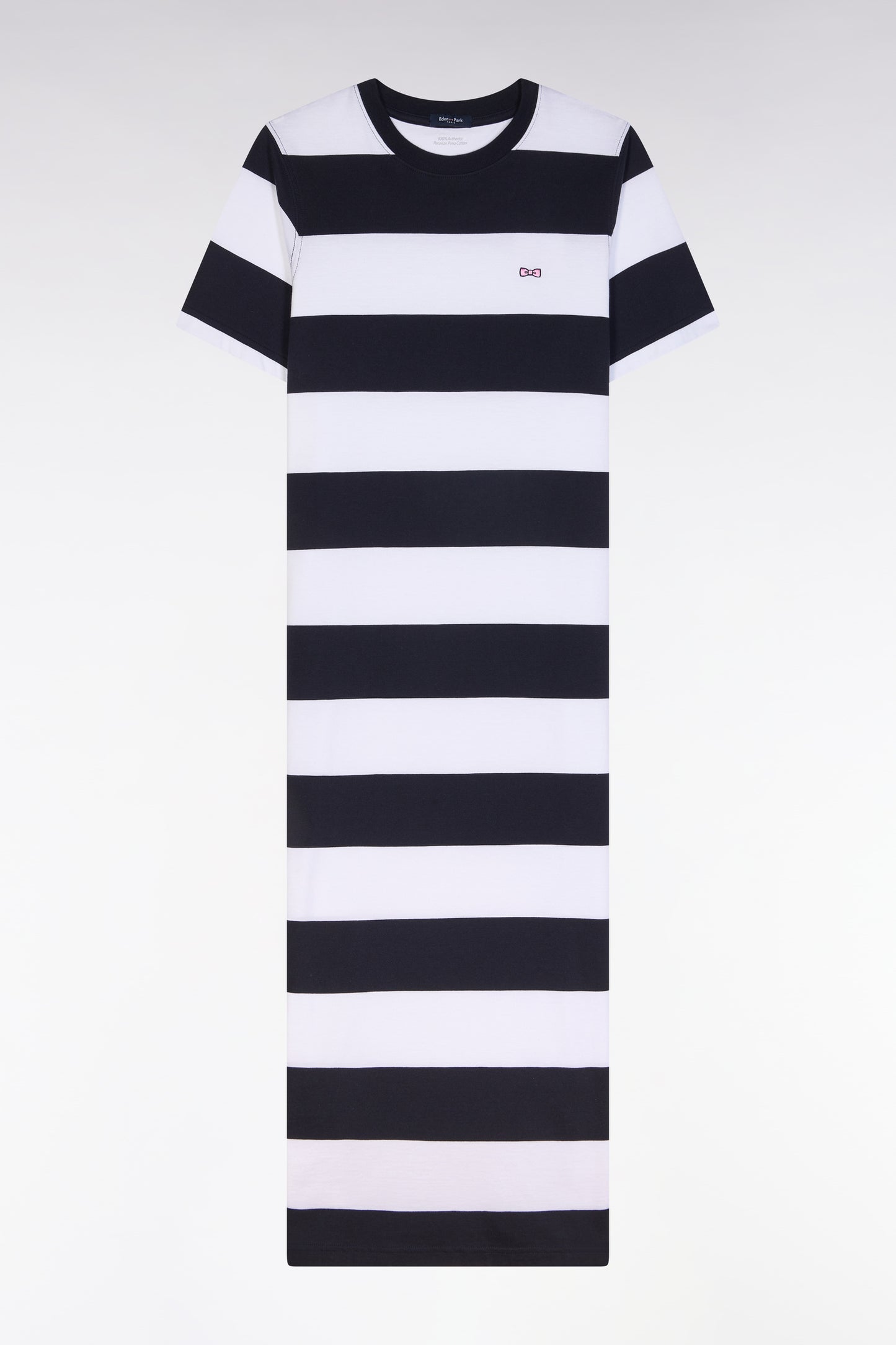 Navy and white Pima cotton straight-cut T-shirt dress