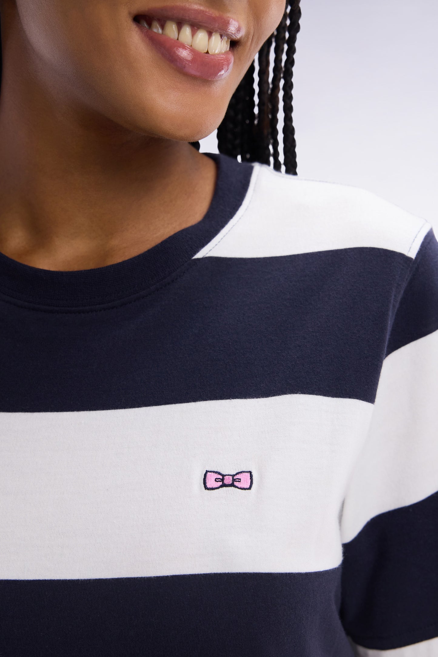 Navy and white Pima cotton straight-cut T-shirt dress