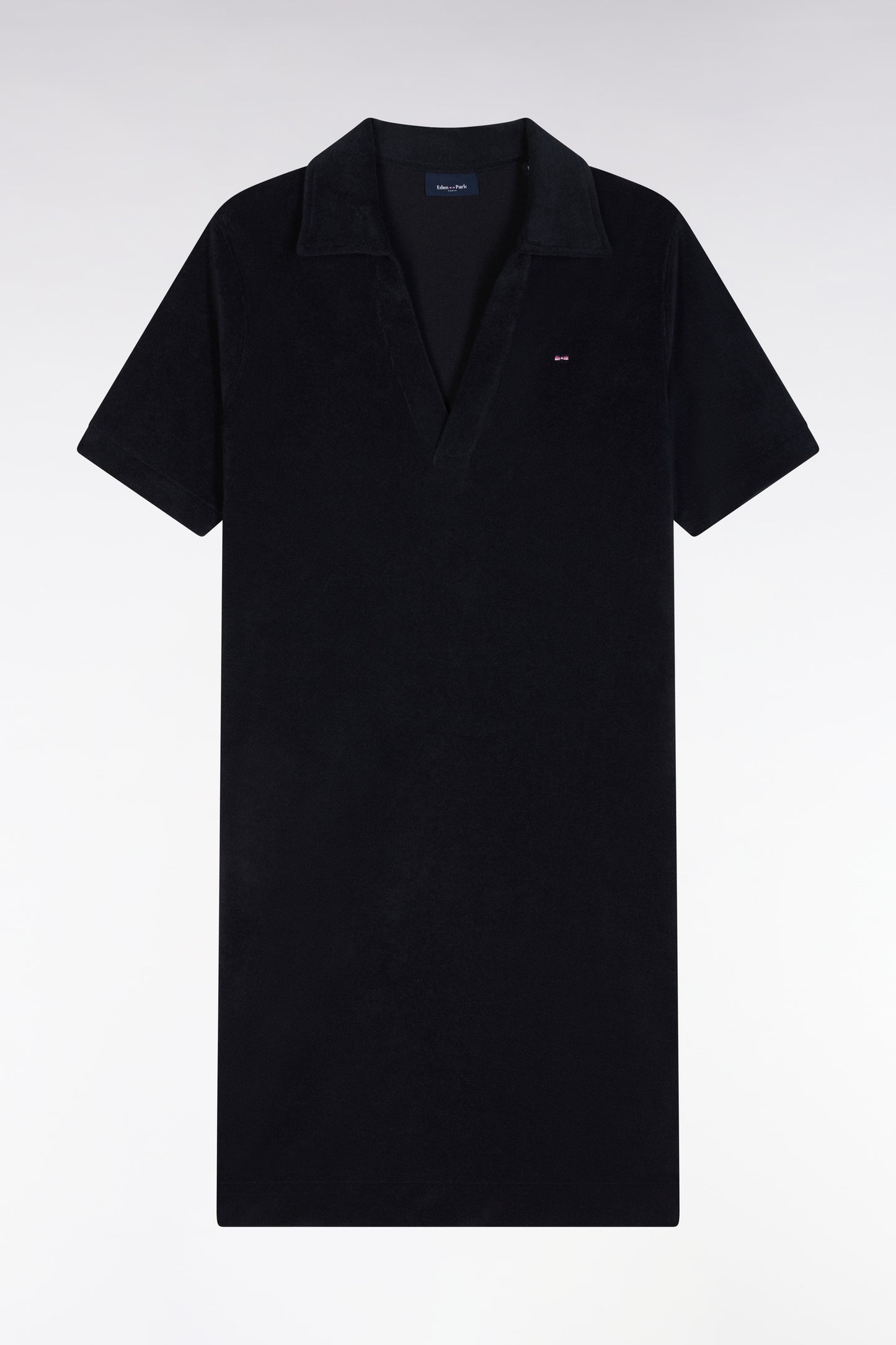 Relaxed-fit striped rugby shirt dress in sky blue and white cotton