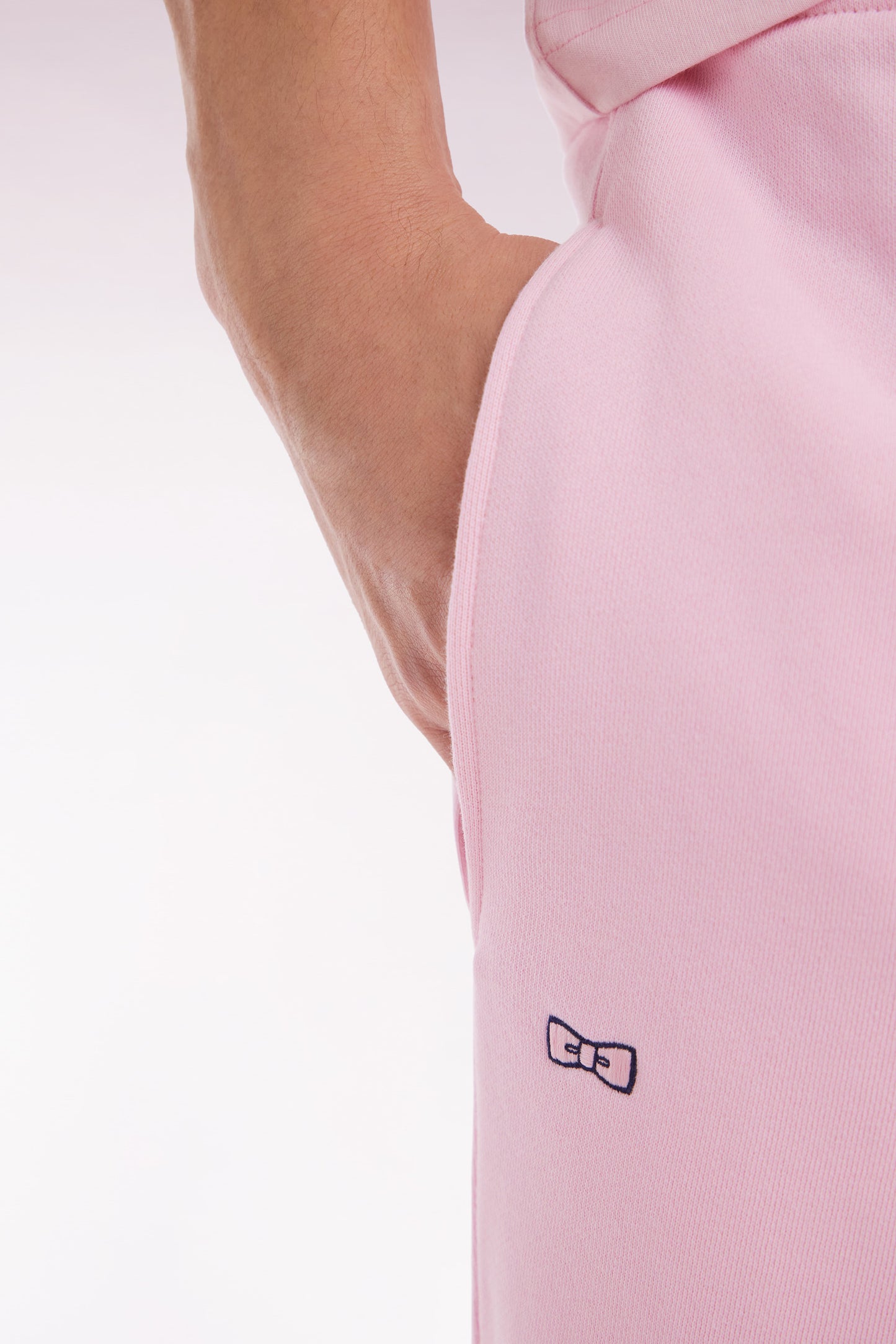 Straight-fit pink cotton fleece shorts